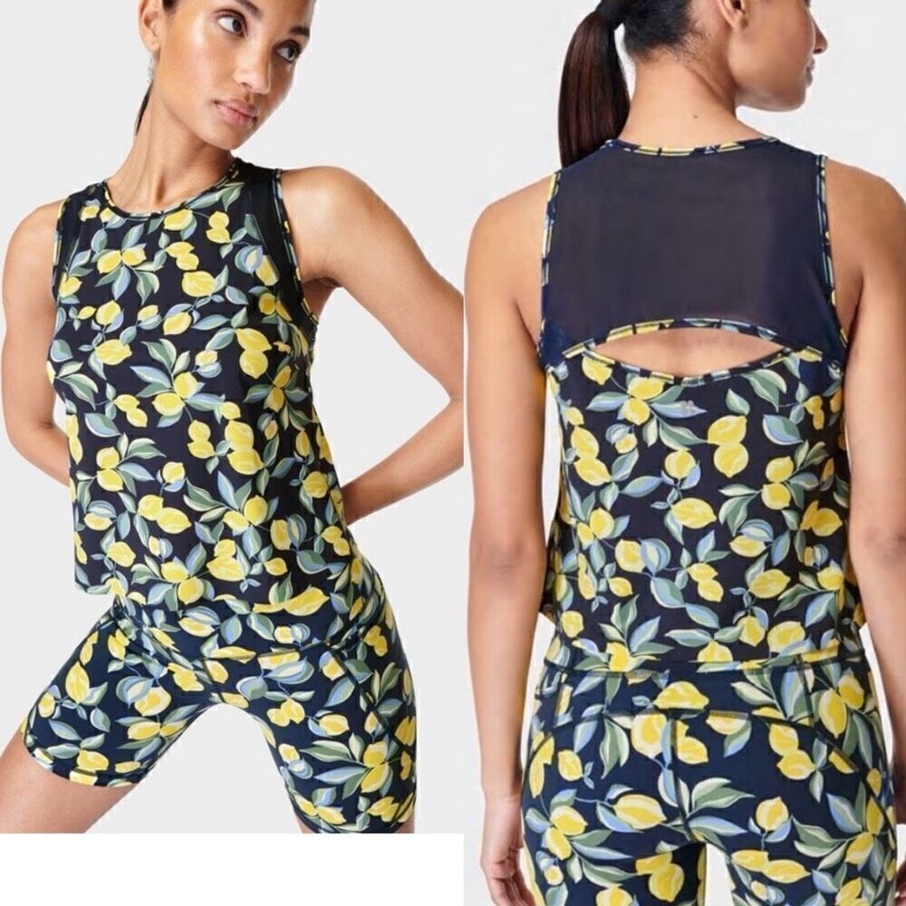Sweaty Betty London Swifty Lemon workout top NWT size 4